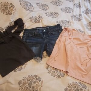American Eagle Denim Shorts with Tops Lot Xs / Medium Size